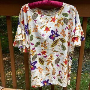 Harlow & Rose floral ruffle sleeve shirt